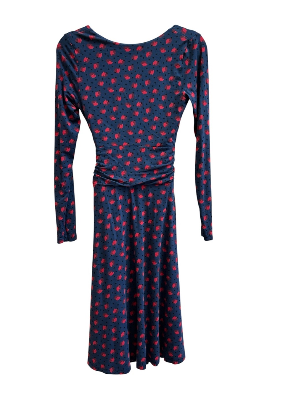 Boden Navy Tulip Floral Print Faux Wrap Jersey Dress Long Sleeve 2 Cottagecore - Picture 2 of 6